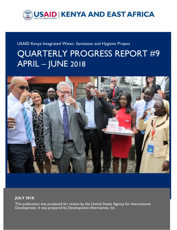 USAID/KENYA KIWASH PROGRESS REPORT FOR Q3 FY 2018
