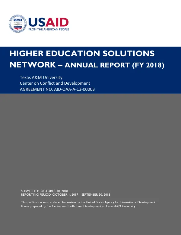 Higher Education Solutions Network – Annual Report (FY 2018)