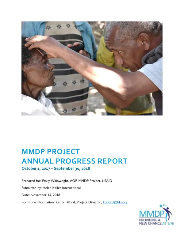 MMDP Project FY18 Annual Progress Report (October 1, 2017 – September 30, 2018)