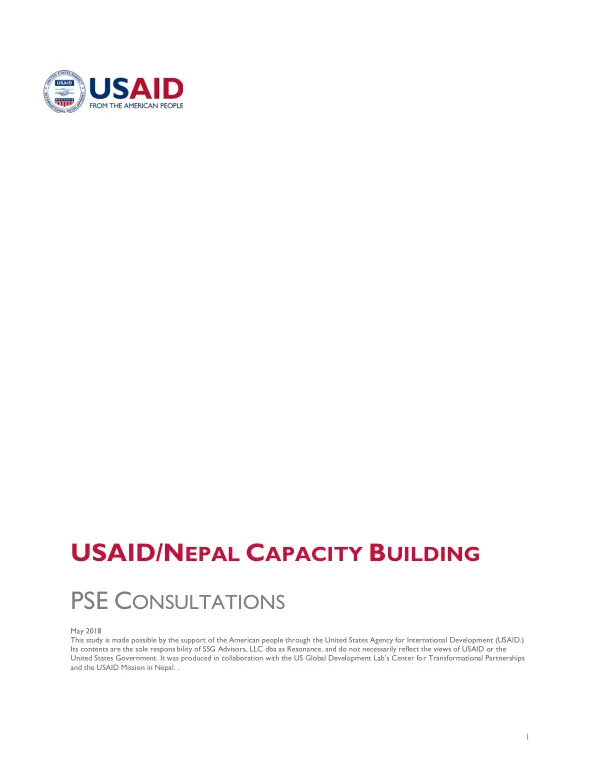 USAID/Nepal Capacity Building: PSE Consultations
