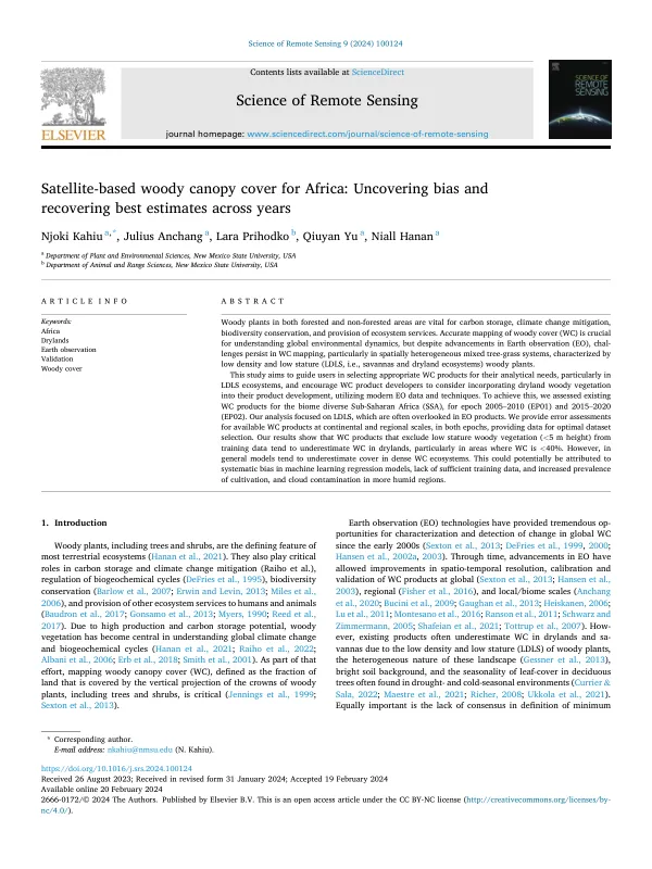 Satellite-based woody canopy cover for Africa: Uncovering bias and recovering best estimates across years