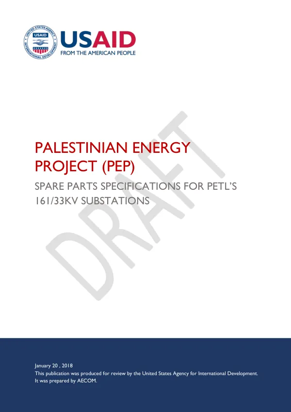 Spare Parts Specifications for PETL's 161/33KV Substations