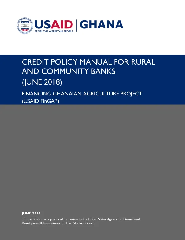 Credit Policy Manual for Rural and Community Banks, June 2018