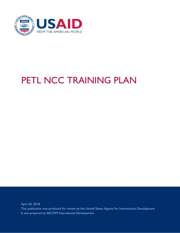 PETL NCC TRAINING PLAN