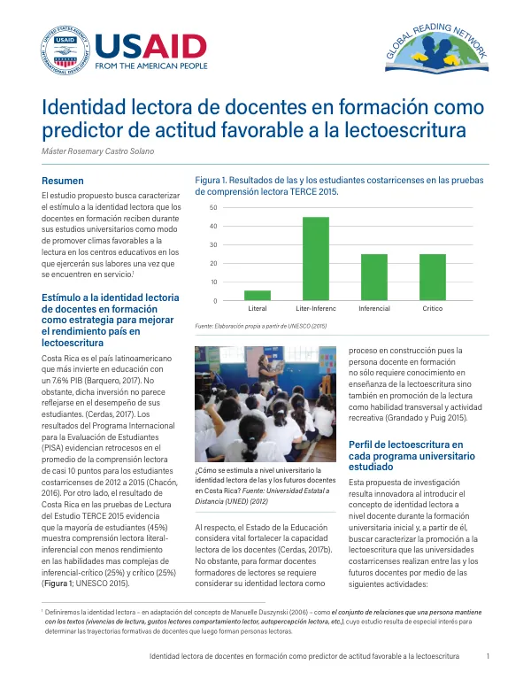 Identidad lectora de docentes en formación como predictor de actitud favorable a la lectoescritura