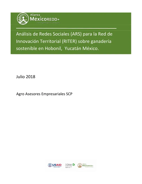 Análisis de Redes Sociales (ARS) para la Red de Innovación Territorial (RITER) sobre ganadería sostenible en Hobonil, Yucatán México