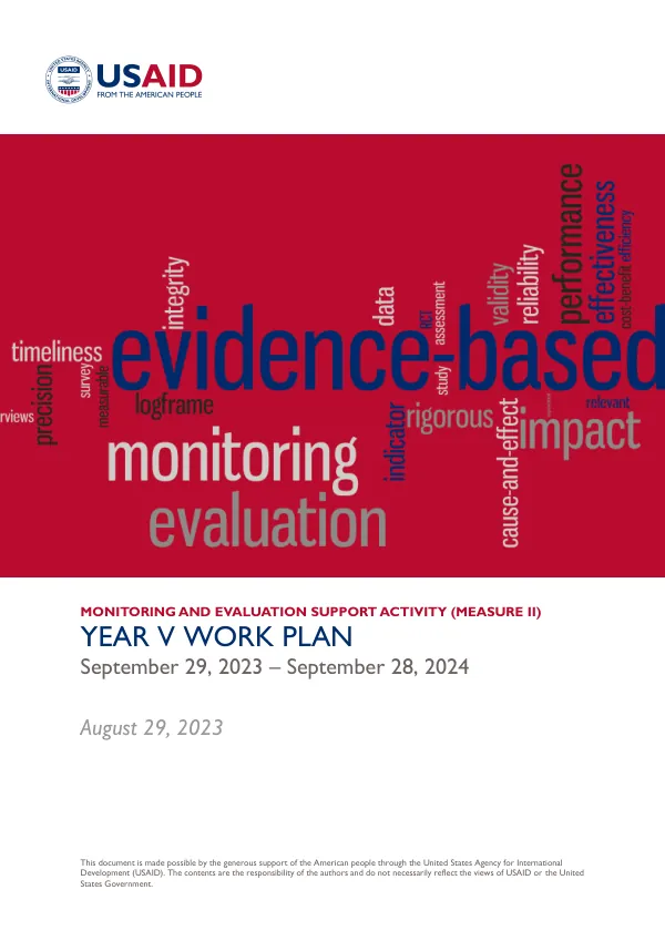 MEASURE II - YEAR V WORK PLAN