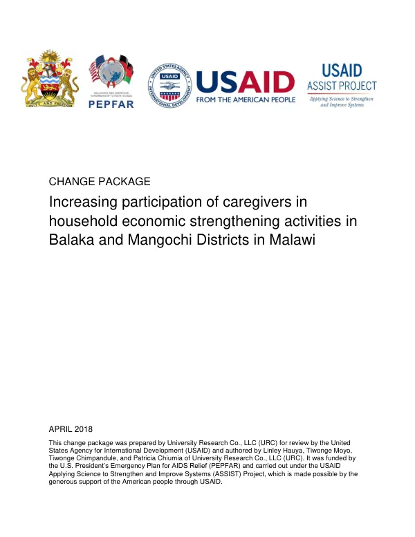 Increasing participation of caregivers in household economic strengthening activities in Balaka and Mangochi Districts in Malawi