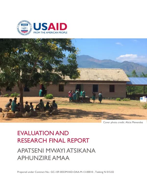 EVALUATION AND RESEARCH FINAL REPORT APATSENI MWAYI ATSIKANA APHUNZIRE AMAA