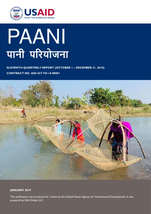 Eleventh Quarterly Report (October 1 – December 31, 2018) for USAID Paani Program