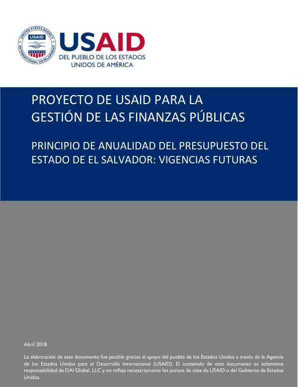 Proyecto de USAID para la Gestión de las Finanzas Públicas en El Salvador: Vigencias Futuras