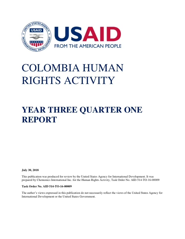 Year Three Quarter One Report: Colombia Human Rights Activity