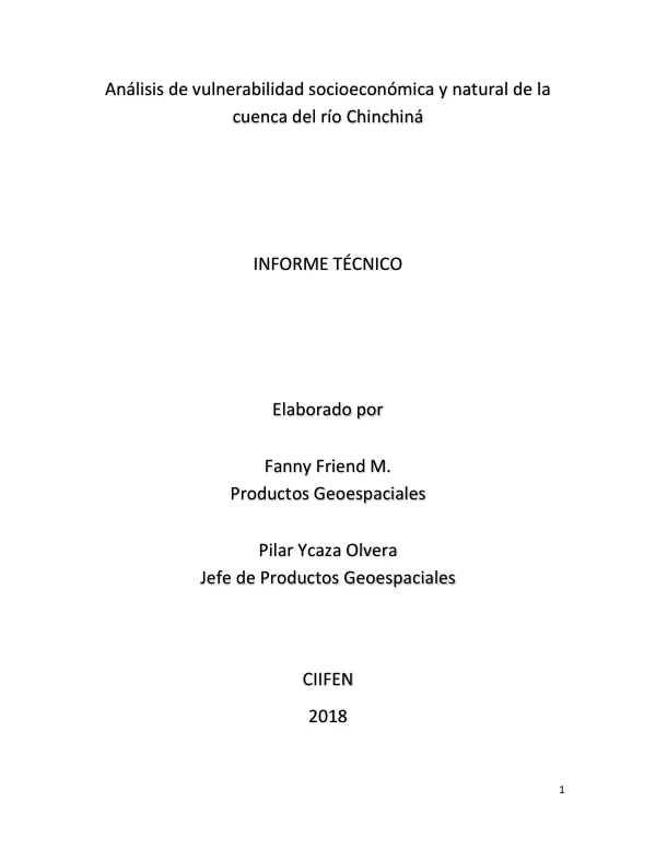Análisis de vulnerabilidad socioeconómica y natural de la cuenca del río Chinchiná