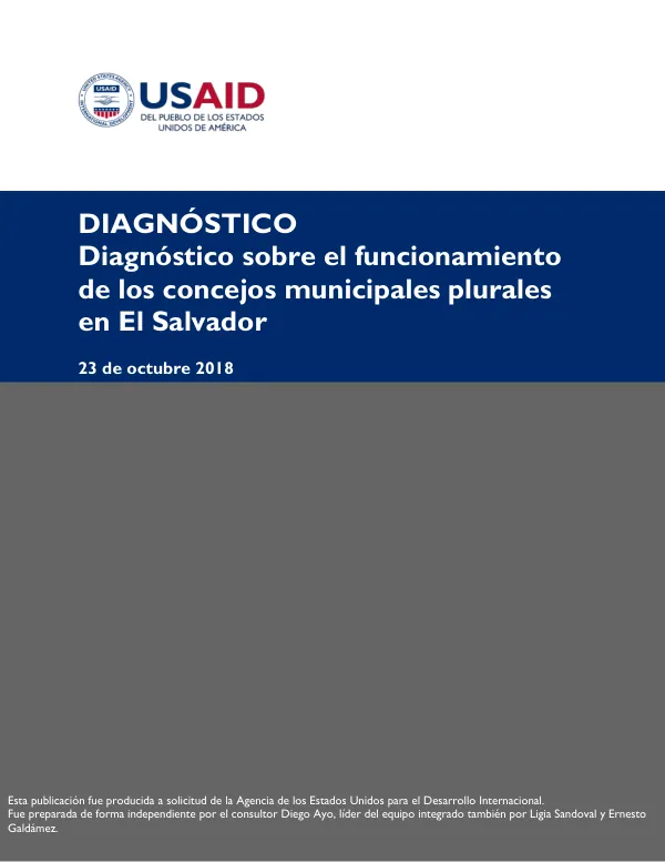 Diagnóstico sobre el funcionamiento de los concejos municipales plurales en El Salvador