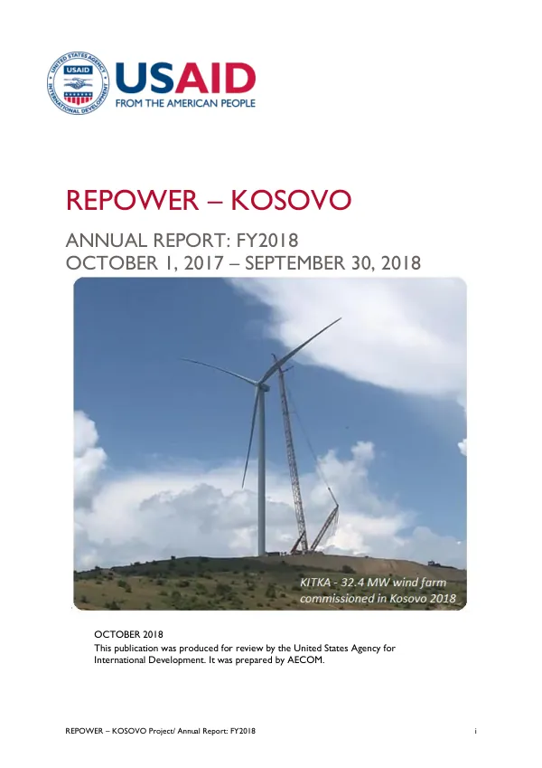 Annual Report: FY2018 - REPOWER – KOSOVO Project