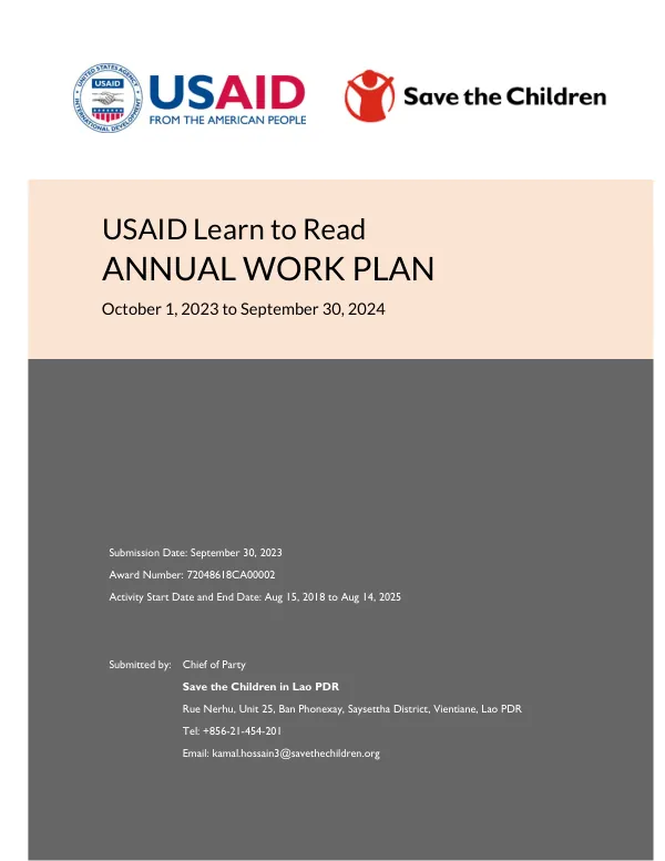 Annual Work Plan FY 2024: USAID Learn to Read
