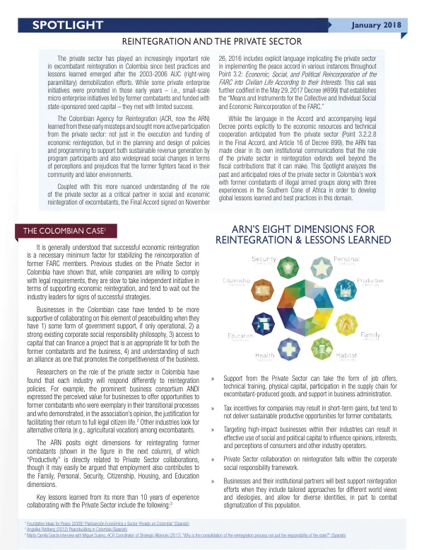 The Role of the Private Sector in Reintegration: Lessons Learned from Colombia, Namibia, and Mozambique