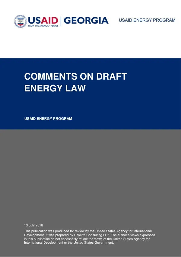 Comments on Draft Energy Law