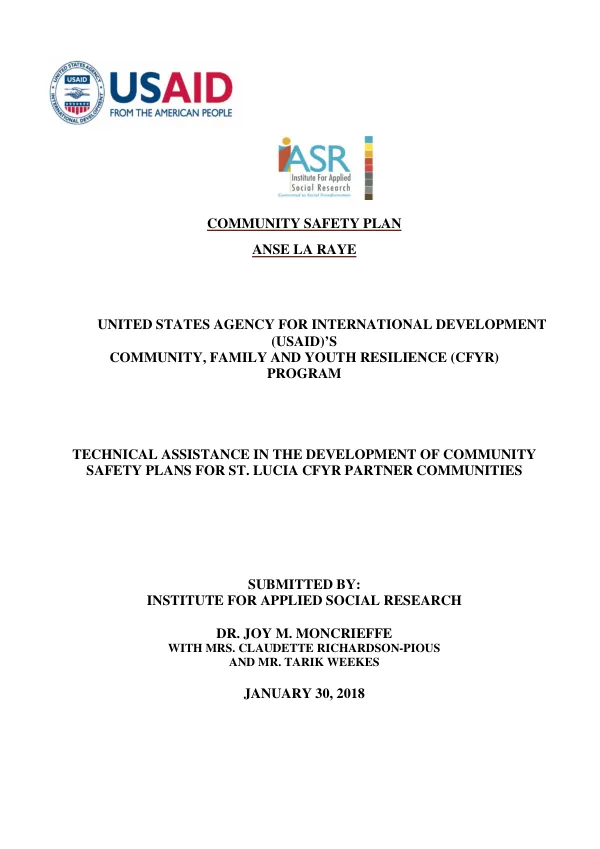Technical Assistance in the Development of Community Safety Plans for St. Lucia CFYR Partner Communities