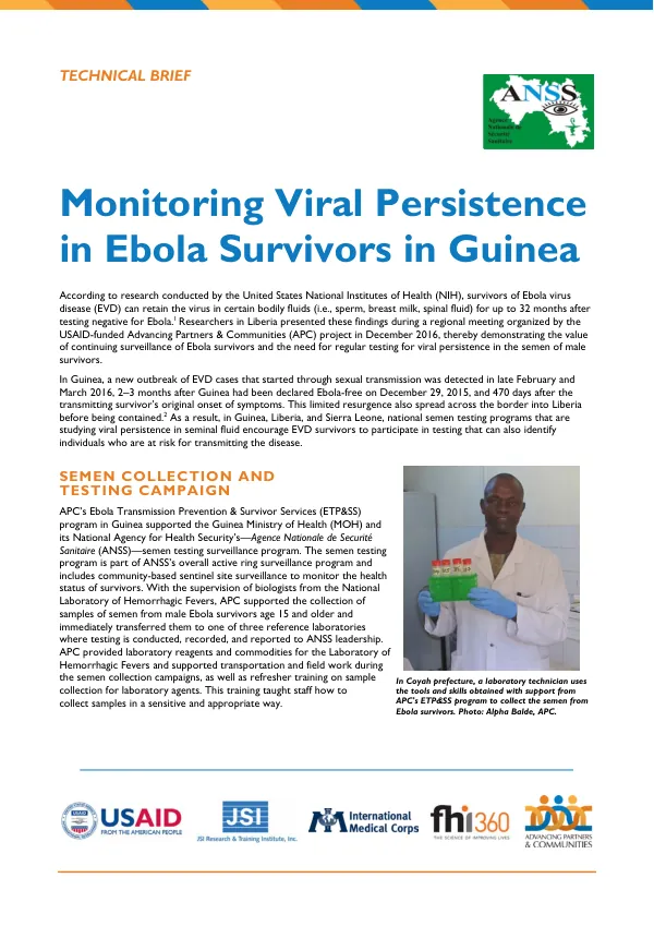 Monitoring Viral Persistence in Ebola Survivors in Guinea