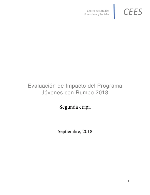 Evaluación de Impacto del Programa Jóvenes con Rumbo 2018