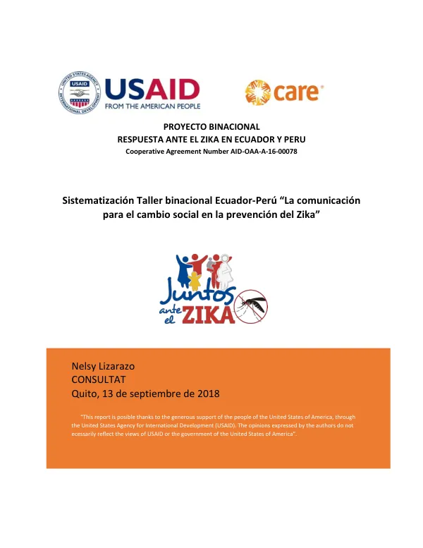 PROYECTO BINACIONAL RESPUESTA ANTE EL ZIKA EN ECUADOR Y PERU
