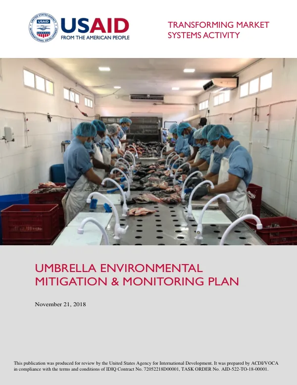 Umbrella Environmental Mitigation & Monitoring Plan for Transforming Market Systems Activity