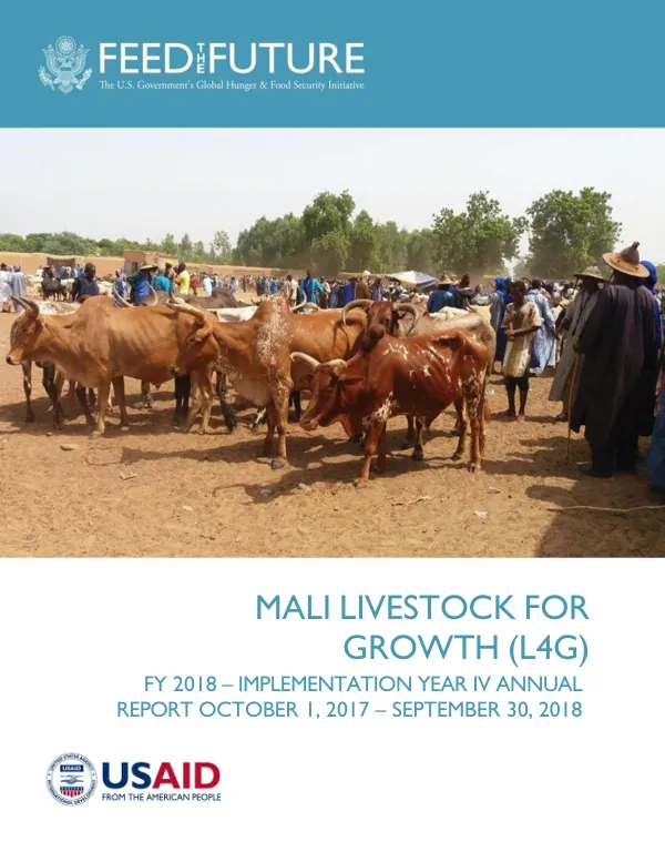 Mali Livestock for Growth (L4G) FY 2018 – Implementation Year IV Annual Report