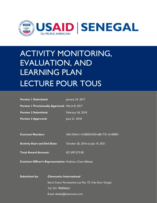 Activity Monitoring, Evaluation, and Learning Plan for Lecture Pour Tous