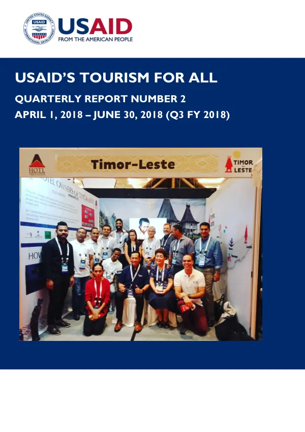 USAID’s Tourism for All – Quarterly Report – Q3 FY 2018