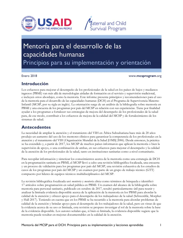 Mentoría para el desarrollo de las capacidades humanas
