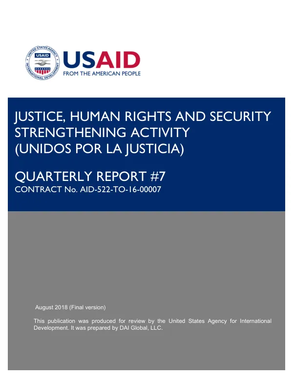 Justice, Human Rights and Security Strengthening Activity Quarterly Report #7