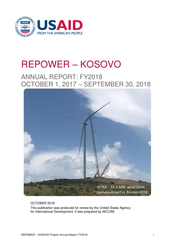 Annual Report: FY2018 - REPOWER – KOSOVO Project