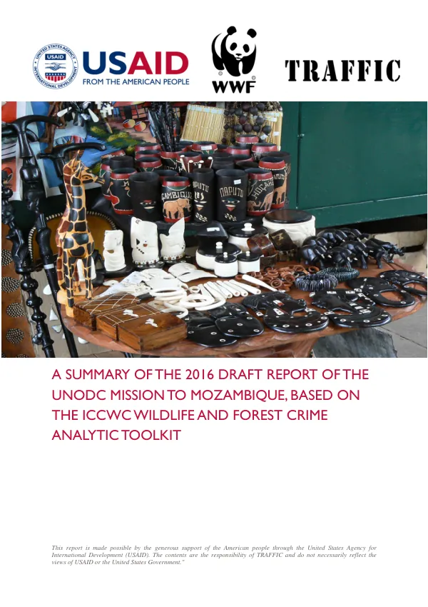 Final Report: UNODC Mission to Mozambique, Based on the ICCWC Wildlife and Forest Crime Analytic Toolkit
