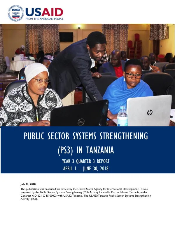 Public Sector Systems Strengthening (PS3) in Tanzania: Year 3 Quarter 3 Report