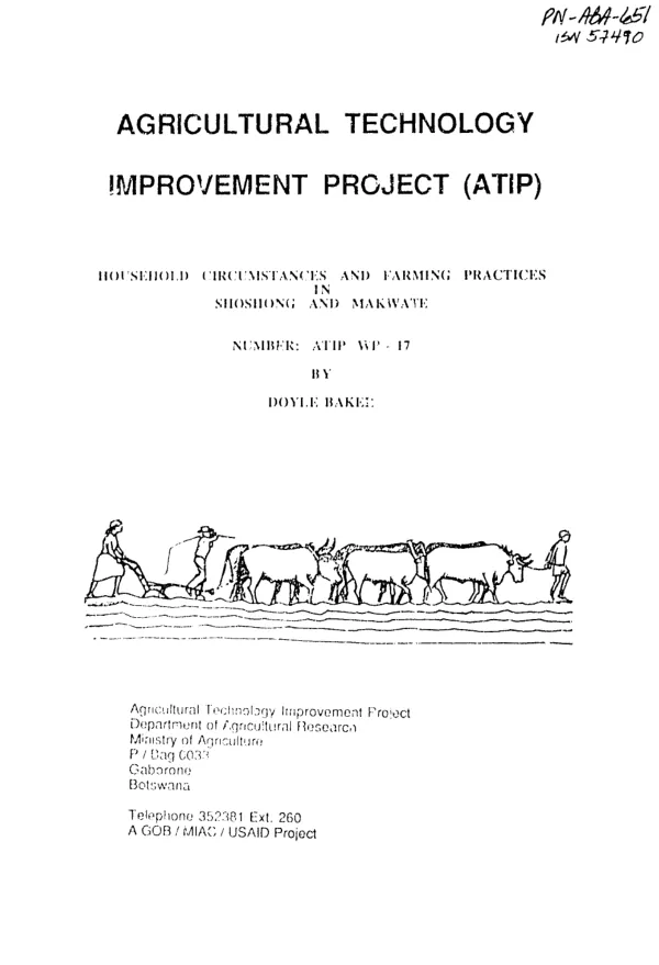 Household circumstances and farming practices in Shoshong and Makwate