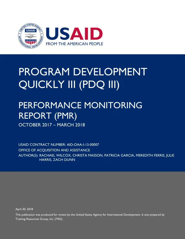 Program Development Quickly III (PDQ III) IQC BIANNUAL REPORT