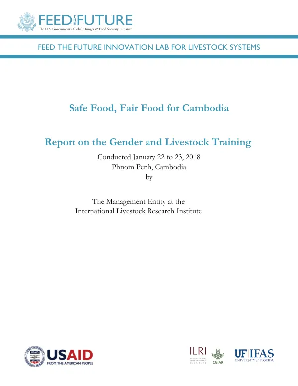 Report on the Gender and Livestock Training Conducted January 22 to 23, 2018