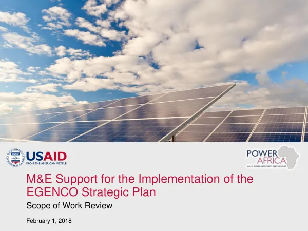 M&E Support for the Implementation of the EGENCO Strategic Plan