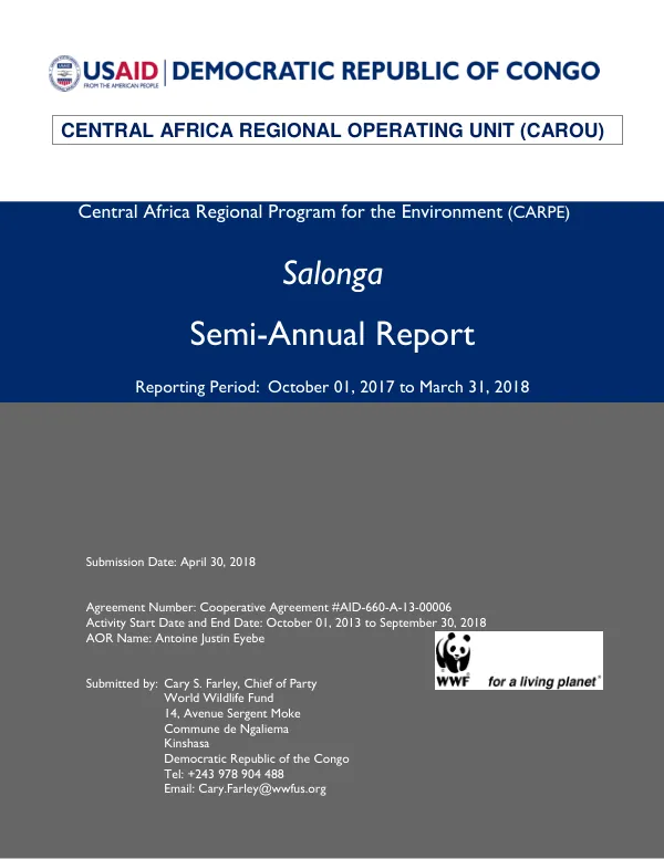 Central Africa Regional Program for the Environment (CARPE) Semi-Annual Report