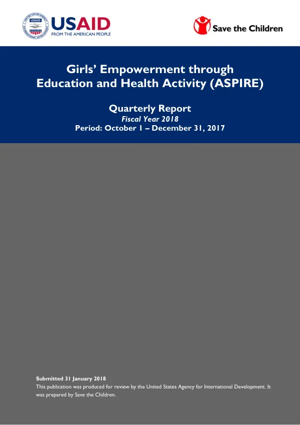 ASPIRE Quarterly Report: Fiscal Year 2018