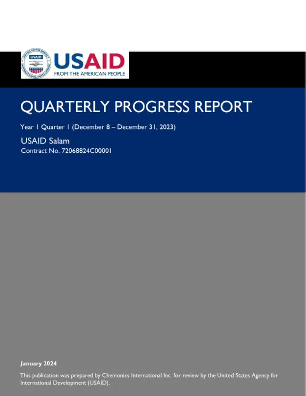 USAID Salam Year 1 Quarter 1 Quarterly Progress Report