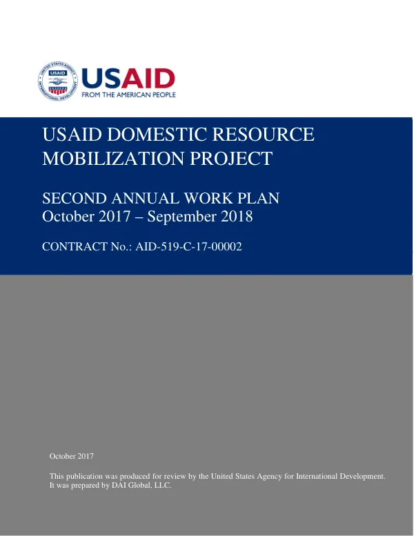 Second Annual Work Plan FY 2018