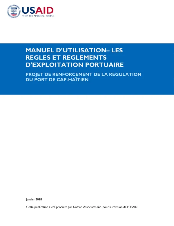 Manuel d’utilisation— LES RÈGLES ET RÈGLEMENTS D'EXPLOITATION PORTUAIRE