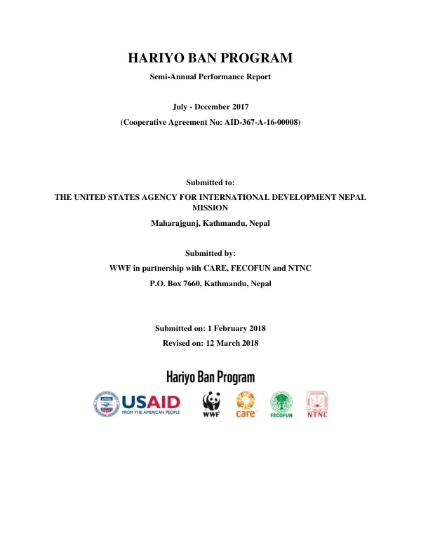 Semi-Annual Performance Report: Hariyo Ban Program