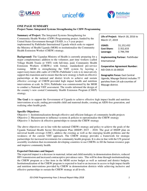 ISS-CHW Programming-Year 2 Annual Report-May 2018