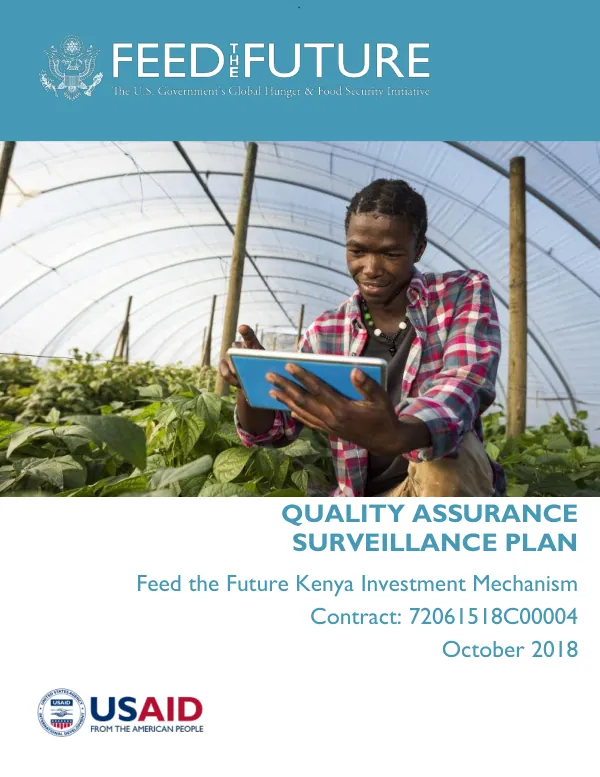 Quality Assurance Surveillance Plan for Feed the Future Kenya Investment Mechanism