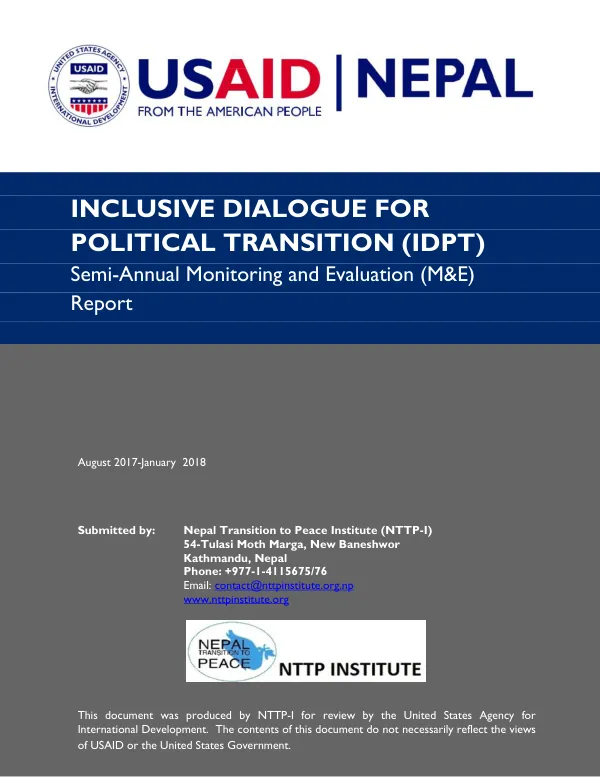 Inclusive Dialogue for Political Transition (IDPT) Semi-Annual Monitoring and Evaluation (M&E) Report