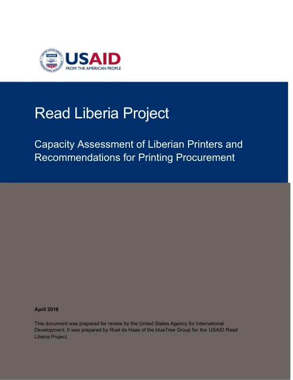 Capacity Assessment of Liberian Printers and Recommendations for Printing Procurement