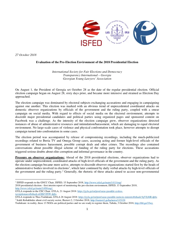 Evaluation of the Pre-Election Environment of the 2018 Presidential Election